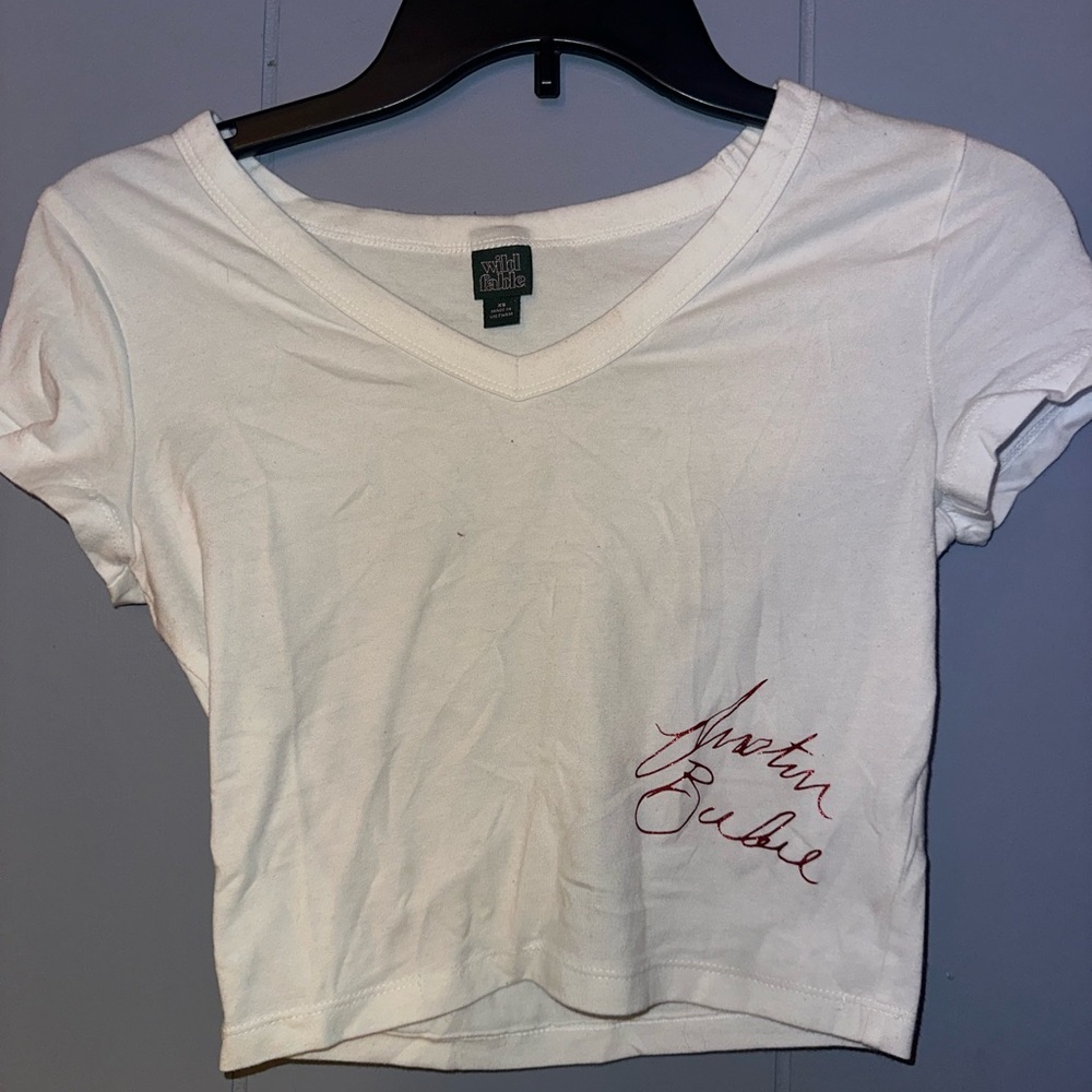 Wild Fable White Crop Fitted T-Shirt Short Sleeve
